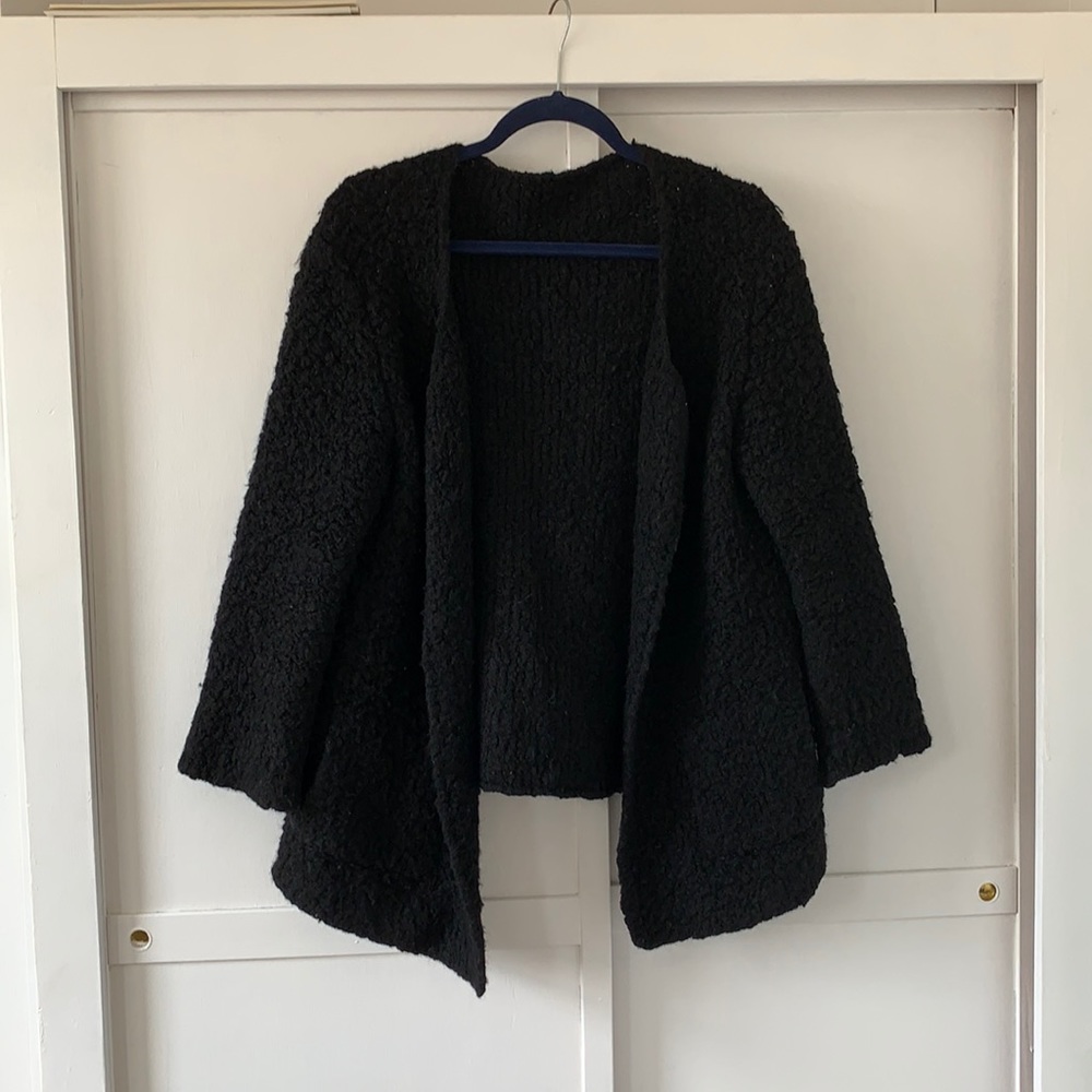 Oversized Fuzzy Black Cardigan Sweater